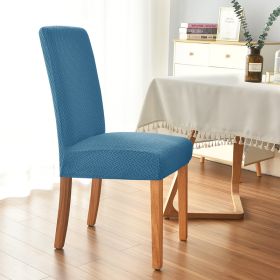 T-type Stretch Mid-back Polar Fleece Jacquard Chair Cover (Option: Lake Blue-Chair Back Height 45to55cm)