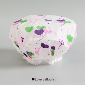 Women's Cute Fashion Waterproof Shower Cap (Option: Love Balloon-About 27cm)