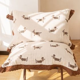 Pure Cotton Sausage Dog Pillow Towel (Option: Dachshund dog lace pillowcase-2PCS)