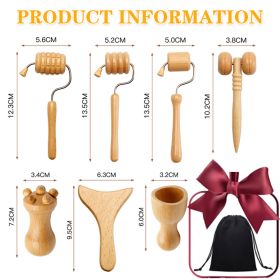 Face Massager Maderoterapia Face Roller Mini Wood Therapy Fa (Option: suit)