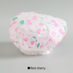 Women's Cute Fashion Waterproof Shower Cap (Option: Red Cherry-About 27cm)