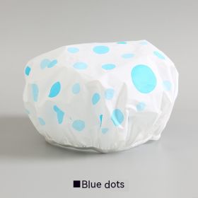 Women's Cute Fashion Waterproof Shower Cap (Option: Blue With Dots-About 27cm)