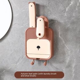 Soap Dish Water-free Punch-free Wall-mounted (Option: Autumn Leaf Brown Suit-Thickened)