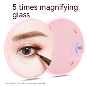 Household Fashion Simple Suction Cup Plastic Cosmetic Mirror (Option: Pink 5 Times)