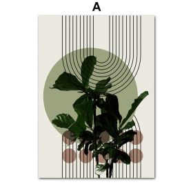 Living Room Modern Abstract Green Plant Leaf Vase Decorative Painting (Option: A-30x40cm)