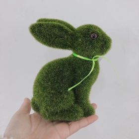 Easter Egg Gift Simulation Flocking Rabbit Garden Decoration Ornaments (Option: Green Medium)