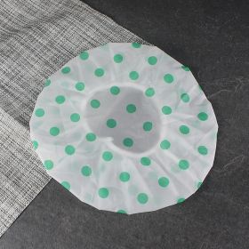 Hotel Plastic Peva Waterproof Bow Printing Female Shower Cap (Option: Green Dot-27.5x27.5CM)