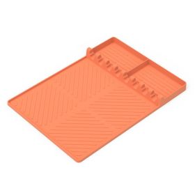 3 In 1 Grill Side Shelf Mat BBQ Grill Mat Tools Silicone Side Shelf Griddle Rest Roasting Pan Kitchen Counter (Color: Orange)