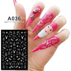 Christmas Nail Sticker With Adhesive (Option: A036 White)