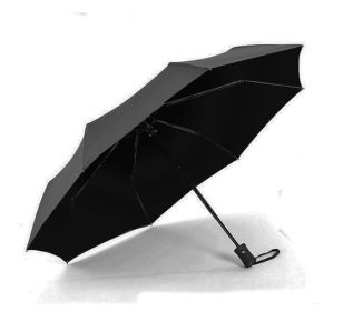 Black Rubber Dual-purpose UV-proof Automatic Folding Umbrella (Color: Black)