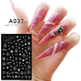 Christmas Nail Sticker With Adhesive (Option: A037 White)