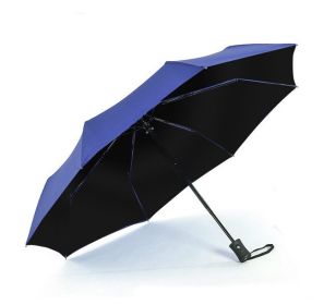 Black Rubber Dual-purpose UV-proof Automatic Folding Umbrella (Color: Navy Blue)