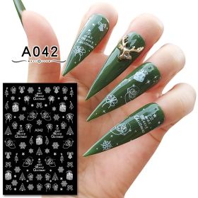 Christmas Nail Sticker With Adhesive (Option: A042 White)