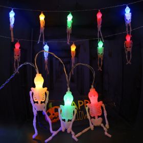 Halloween Pumpkin Battery Atmosphere Decoration Lights (Option: Skeleton Stand-Colourful Battery Model-2.5M 10Light)