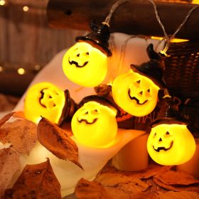 Halloween Pumpkin Battery Atmosphere Decoration Lights (Option: Witch Pumpkin-Warm White Battery Model-2.5M 10Light)