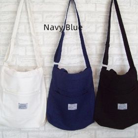 Men's And Women's Fashion Casual Large Capacity Environmentally Friendly Shopping Bag (Option: Canvas Navy Blue)