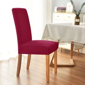 T-type Stretch Mid-back Polar Fleece Jacquard Chair Cover (Option: Wine Red-Chair Back Height 45to55cm)