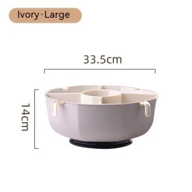 Rotating Hot Pot Drain Basket Household Compartment (Option: L Single Layer Gray White)