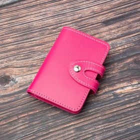 Stylish Faux Leather Credit Card Holder - Minimalist Flap Button Purse With Multi Card Slots (Color: Rose Red-B)