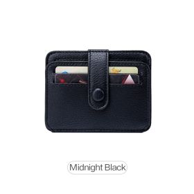 Slim & Stylish Women's Credit Card Holder - Multi Card Slots & Flap Snap Closure (Color: Midnight Black)