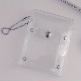 Transparent Glitter Card Holder, Mini Snap Button Coin Purse, Cute Card Storage Bag With Keychain (Color: 1pc Transparent Card Holder + Bead Chain)