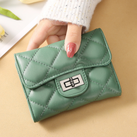 Turn Heads with This Stylish Argyle Quilted Short Wallet - Women's Mini PU Leather Coin Purse (Color: Green, size: SIZE)