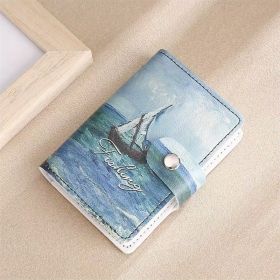 Vintage Flower Pattern Card Case, Portable Credit Card Holder, Women's Clutch Purse (Style: Sailboat)