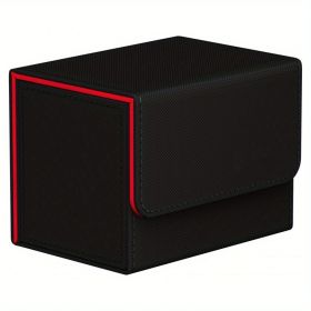 Premium PU Leather Card Deck Box - Perfect for Storing up to 100 Double Sleeved MTG, PTCG & TCG Cards! (Color: Black)