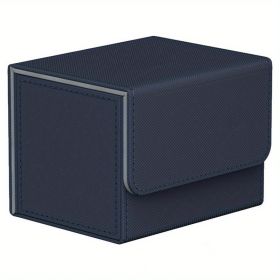 Premium PU Leather Card Deck Box - Perfect for Storing up to 100 Double Sleeved MTG, PTCG & TCG Cards! (Color: Dark Blue)