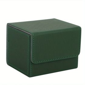 Premium PU Leather Card Deck Box - Perfect for Storing up to 100 Double Sleeved MTG, PTCG & TCG Cards! (Color: Green)