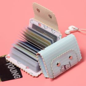 Cute Cartoon Print Credit Card Holder: Flap Button Clutch Card Bag with Multi Card Slots for a Casual Look (Color: Blue Cat)