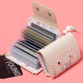 Cute Cartoon Print Credit Card Holder: Flap Button Clutch Card Bag with Multi Card Slots for a Casual Look (Color: Pink Bear)