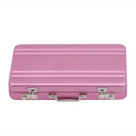 Password Box Shape Card Case Aluminum Metal Business Card Holder Card Case (Color: Pink)