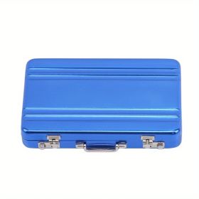 Password Box Shape Card Case Aluminum Metal Business Card Holder Card Case (Color: Blue)