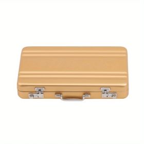 Password Box Shape Card Case Aluminum Metal Business Card Holder Card Case (Color: Golden)