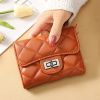 Turn Heads with This Stylish Argyle Quilted Short Wallet - Women's Mini PU Leather Coin Purse