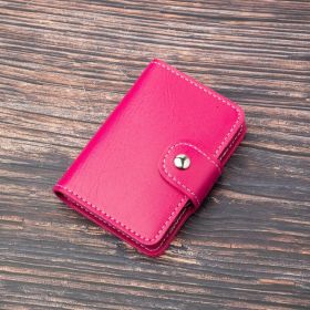 Stylish Faux Leather Credit Card Holder - Minimalist Flap Button Purse With Multi Card Slots (Color: Rose Red-A)