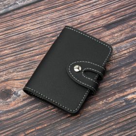 Stylish Faux Leather Credit Card Holder - Minimalist Flap Button Purse With Multi Card Slots (Color: Black-B)