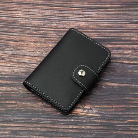 Stylish Faux Leather Credit Card Holder - Minimalist Flap Button Purse With Multi Card Slots (Color: Black-A)