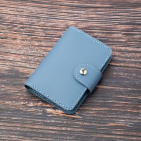 Stylish Faux Leather Credit Card Holder - Minimalist Flap Button Purse With Multi Card Slots (Color: Blue-A)