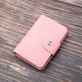 Stylish Faux Leather Credit Card Holder - Minimalist Flap Button Purse With Multi Card Slots (Color: Pink-A)