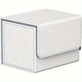 Premium PU Leather Card Deck Box - Perfect for Storing up to 100 Double Sleeved MTG, PTCG & TCG Cards! (Color: White)