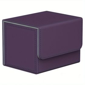 Premium PU Leather Card Deck Box - Perfect for Storing up to 100 Double Sleeved MTG, PTCG & TCG Cards! (Color: Purple)