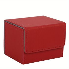 Premium PU Leather Card Deck Box - Perfect for Storing up to 100 Double Sleeved MTG, PTCG & TCG Cards! (Color: Red)