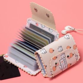 Cute Cartoon Print Credit Card Holder: Flap Button Clutch Card Bag with Multi Card Slots for a Casual Look (Color: Apricot Dog)