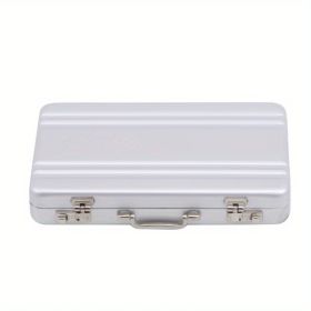 Password Box Shape Card Case Aluminum Metal Business Card Holder Card Case (Color: Silvery)