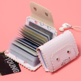 Cute Cartoon Print Credit Card Holder: Flap Button Clutch Card Bag with Multi Card Slots for a Casual Look (Color: Pink Rat)