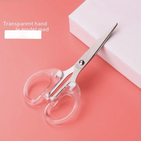 Stainless Steel Office Scissors Teflon Anti-Rust Anti-Stick Scissors Glue Paper Scissors Fabric Window Flower Do Handmade Transparent Scissors (size: transparent medium)