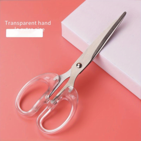 Stainless Steel Office Scissors Teflon Anti-Rust Anti-Stick Scissors Glue Paper Scissors Fabric Window Flower Do Handmade Transparent Scissors (size: transparent extra large)