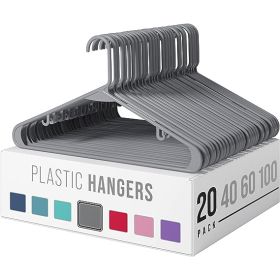 20pcs Plastic Hangers Clothes Hangers for Clothing, Durable Clothes Hangers (Color: Grey)